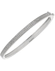 .925 Sterling Silver Micropave Rhodium CZ Bangle Bracelet 7.5"