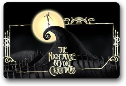 Custom Nightmare Before Christmas Design Non-woven Fabric Doormat Standard Size Indoor / Outdoor/ Shower / Floor / Bathroom Mat Rug