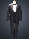 Black Round Split Tail Tuxedo with Matte Satin Cummerbund & Bowtie