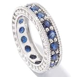 14K White, Rose or Yellow Gold Colored Sapphire Eternity Band Ring