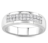 18k White Gold or Yellow Gold Two-Row Princess-Cut Diamond Band (H/SI2, 2/3 ct. tw.)