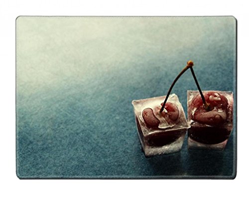 HWRU Pair of Cherries Frozen in Ice Cubes Placemat Pads Customized Made To Order Support Ready High Quality Eco Friendly Cloth With Neoprene Rubber 15 6/8 Inch (400mm) X 11 13/16 Inch (300mm) X 1/8 Inch (3mm)