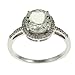 10k White Gold Round Green Amethyst and Diamond title=