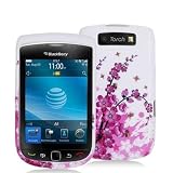 Electromaster(TM) Brand - Pink White Spring Flower Design Crystal Hard Skin Case Cover for Blackberry Torch 9810