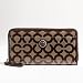 Coach Signature Alex Coated Large Zip Around Wallet 43207 Khaki