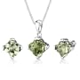Classic Allure: 6.50 carat Checkerboard Lily Cut Green Amethyst Pendant Earring Set in Sterling Silver