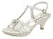 Girl’s Dressy flower T-strap Rhinestone High Heel Sandals White , 11