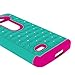 LG Leon Case, LG Tribute 2 Case, LG Leon C40 Case, EC™ Studded Rhinestone Crystal Bling Diamond Hybrid Armor Defender Case Cover for LG Leon C40 / LG Tribute 2 (Teal/Hot Pink)
