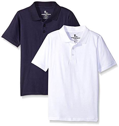 American Hawk Little Boys 2 Piece Pack Polo Shirt, Navy/White, 5/6