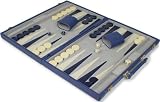 Blue Leatherette Deluxe Backgammon Set - Medium Attache Discount