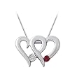 Sterling Silver Diamond and 0.08 ct. Ruby Heart Pendant with Chain