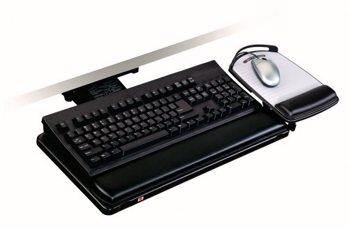 3M Lever-Adjust Keyboard Tray with Adjustable Platform, 17-3/4 Inch Track (AKT101LE)