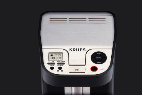 KRUPS KM9008 Cup on Request Programmable 12-Cup Coffee Maker with removable build-in Stainless Steel Coffee Tank, Black