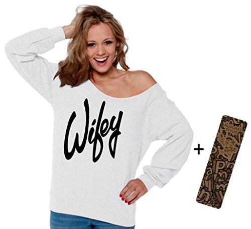 Awkwardstyles Wifey Off the Shoulder Oversized Slouchy Sweater Sweatshirt Black