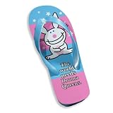 It's Happy Bunny by Jim Benton - Ladies Flip Flop, Blue, Pink (Size M7-8)