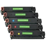 5-Pack Remanufactured HP 128A (CE320BK/CE321C/CE322Y/CE323M) Laser Printer Toner Cartridges - 2x Black and 1x each Cyan, Magenta, Yellow for use in HP LaserJet PRO Printes