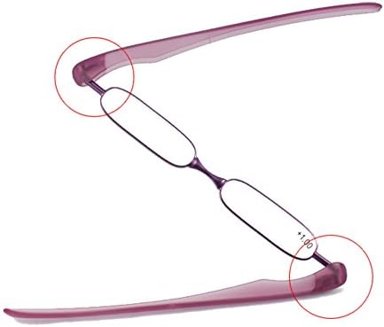 Health4U Stainless Steel Frame Plastic Temple 360 degrees Rotation Folding Reading Glasses +1.5 Purple