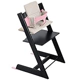 ストッケ トリップトラップ チェアセット チェア:ブラック ベビーセット:ソフトピンク クッション:グレイルーム 【3個口】