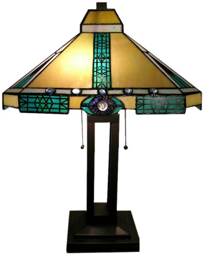 41UmEO0ZzSL Warehouse of Tiffany TBS21056+D70 Tiffany style Mission Lamp, Amber
