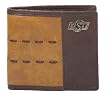 Brown and Tan Leather Bi-fold Wallet with Emblem - Collegiate Series