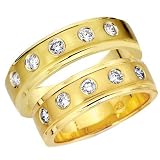 14K Yellow Gold Round Diamond His and Hers Wedding Rings 2 Pieces Couple Rings Set 41UmH3lNU8L. SL160 14K Yellow Gold Round Diamond His and Hers Wedding Rings 2 Pieces Couple Rings Set