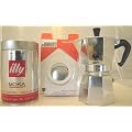 Bialetti Espressokocher Moka Express 4 Ta + Dichtungsset + illy Espresso gemahlen MOKA 250 g, 2,99 EUR/100 g