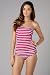 Michael Kors Shipmate Stripe Underwire Bandeau Tankini Top - Lacquer Pink - XS