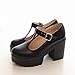 Show Shine Women's Chic T Strap Buckle Platform High Chunky Heel Shoes