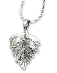 Sterling silver pendant necklace, Glistening Leaf - Handmade Sterling Silver Pendant Necklace