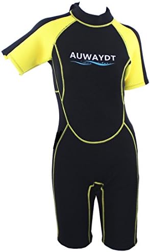 AUDAYDT Women's 2.5mm Premium Ultraflexible Neopren Flatlock Sewing Shorty wetsuits,Yellow