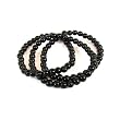 Black Obsidian Gemstone Stretch Triple Bracelet with 6mm Beads