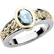 14K Two-Tone Gold Sky Blue Topaz and Diamond Ring