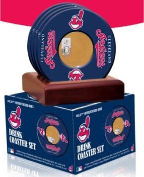 Cleveland Indians unsigned Coasters With Game Used Dirt (Set of 4)- MLB Hologram
