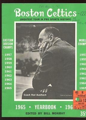 1965-66 NBA Boston Celtics Basketball Yearbook + Insert + Ticket Stub - NBA Basketball Tickets