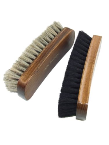 Produkt-Bild: TelMo&reg; Glanzb&uuml;rsten Sparset 1 schwarze + helle Glanzb&uuml;rste Schuhb&uuml;rsten 170mm 100% Rosshaar