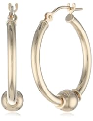 Duragold 14k Yellow Gold Polished Bead Hoop Earrings