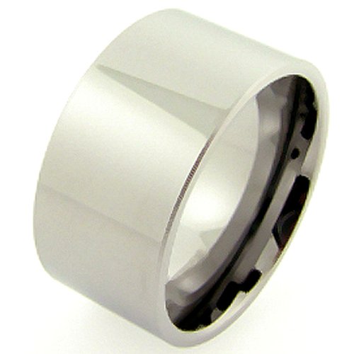 Tungsten Carbide Men's Ladies Unisex Ring Wedding Band 12MM Flat Pipe Cut Like Polished Shiny Comfort Fit (Available in Sizes 8 to 15)