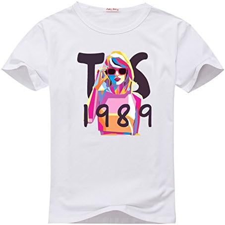 Lynda Dyer Taylor Swift 1989 Cartoon Youth T-Shirts Navy Blue Size S (8-10Y,Chest:80cm)