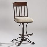 Wood Slat Back Pneumatic Stool by Chintaly Imports - Metal (0789-AS)