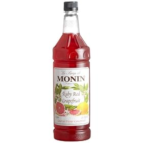 Monin Flavored Syrup, Ruby Red Grapefruit, 33.8-Ounce Plastic Bottle (1 liter) by Grapefruit