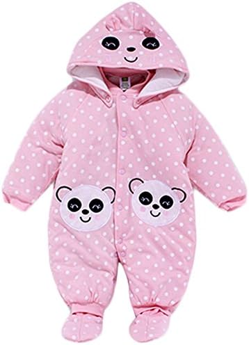 KM Unisex Newborn Baby Clothes Leotard Winter Long Sleeve Romper Pink Panda (66cm)