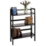 Winsome Wood 20896 3 Tier Black Stackable Folding Book Shelf