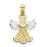 14k Gold & Rhodium Filigree Angel Pendant