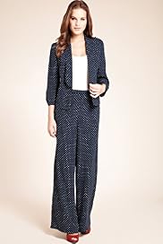Open Front Shawl Collar Spotted Jacket