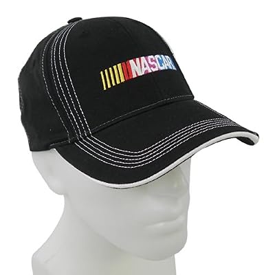 NASCAR White Stripe Black Baseball Hat