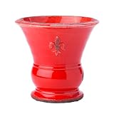 French Trocadero Collection Persimmon Red Fleur De Lis Cachepot