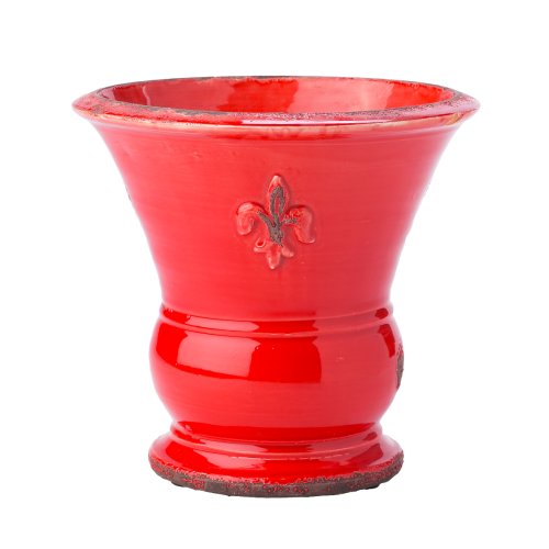 French Trocadero Collection Persimmon Red Fleur De Lis Cachepot