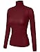 Doublju Womens Long Sleeve Thin Ribbed Knit Turtleneck Top (Made In USA)