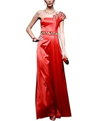 A-line Chiffon/Organza/Satin Cocktail Full Length One Shoulder Sleeveless Beaded Homecoming Dress/Pageant Dress/Prom Dress/Party Dress/Wedding Dress 