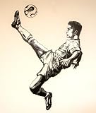FOOTBALLER, SOCCER, FOOTBALL Black & White Supersize Wall Stickers for Boys Bedroom, Childrens Playroom (Kids Stickarounds)